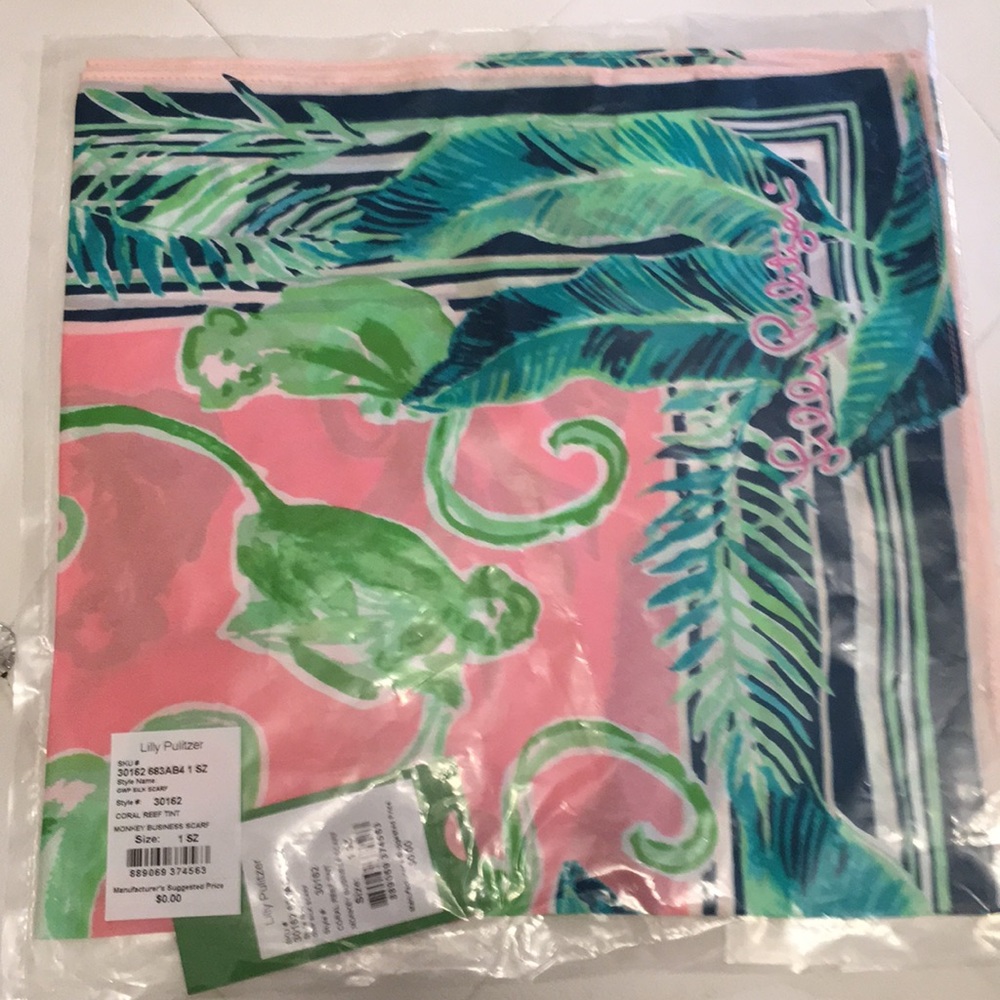 Lilly Pulitzer silk scarf coral reef tent